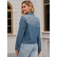 thumbnail image 4 of DARING DIVA Women's Classic Washed Long Sleeve Denim Jackets With Pockets S Grey Blue, 4 of 7