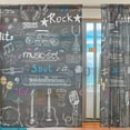 thumbnail image 2 of FREEAMG Music Items Doodle Sheer Window Curtain Panel Drape 55x84 Inch for Living Room Bedroom Kids Room 2 Piece, 2 of 4