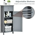 thumbnail image 4 of MAT EXPERT Floor Storage Cabinet, Bathroom Freestanding Side Storage Organizer, Single Door Floor Storage Cabinet w/Drawer & Adjustable Shelves, Modern Side Cabinet for Entryway Living Room (Grey), 4 of 9