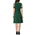 thumbnail image 3 of Allegra K Women's Mesh Short Sleeve Square Neck Dress with Belt, 3 of 5