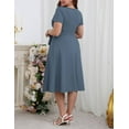 thumbnail image 5 of FOLUNSI Women's Plus size Dresses Casual V-Neck Midi Dress Wedding Guest Dress with Pockets Grey-3XL, 5 of 9
