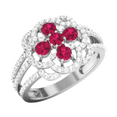thumbnail image 3 of Ruby & White Diamond Wedding Band Ring in 925 Sterling Silver - July birthstone - Birthday Gift For Wife, 3 of 6