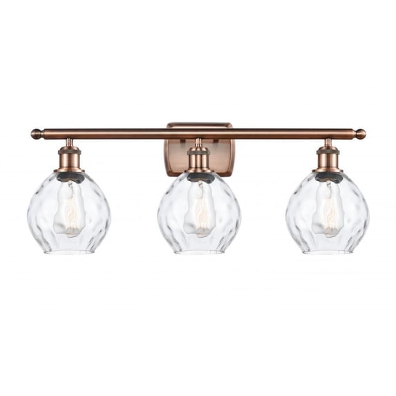 Innovations 516-3W-AC-G362-LED Small Waverly 3 Light Bath Vanity Light part of the Ballston Collection, Antique Copper