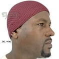 thumbnail image 4 of Burgundy Soft Open-Weave Nylon Stretchy Kufi Hat Skull Cap Beanie, 4 of 4