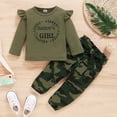thumbnail image 3 of 4T Girls Pants Set Daddy's Girl Baby Clothes Long Sleeve Ruffle Shirt Tops with Camo Pants Toddler Girl Outfits, 3 of 7
