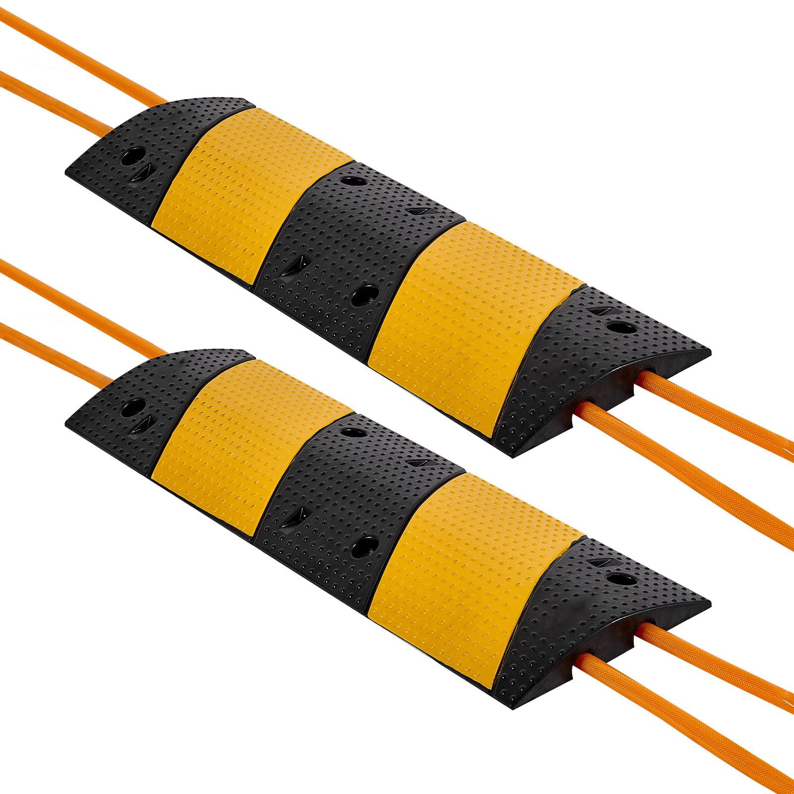 40 in Rubber Speed Bump, 2 Pack 2 Channel Heavy Duty Traffic Speed Hump, 22000 lbs/Axle Load Capacity, Cable Protector Ramp with Expansion Screws, for Asphalt Concrete Gravel Driveway and Road