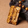 thumbnail image 7 of HOOUN Natural Tiger's Eye Lucky Men Gift Carved Pattern Tiger Oblong Pendant, 7 of 7