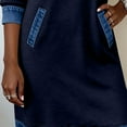 thumbnail image 4 of Sokhug Women’s Hooded Paneled Denim Sweatshirt Dress Long Sleeve Midi Dress with Pockets Casual Fall Winter Cozy Outfit, 4 of 8