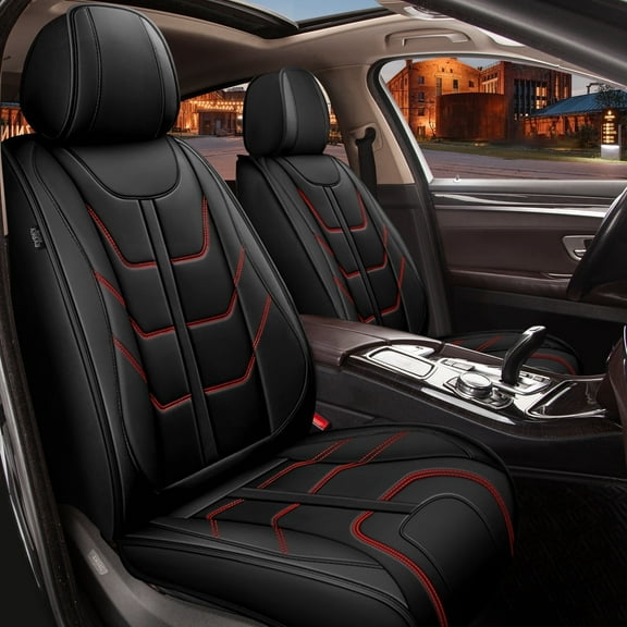 DIKSOAKR Car Seat Covers for Mitsubishi Outlander Sport 2011-2025: 5 Seats Full Set Waterproof Leather Automotive Seat Protectors - Redline