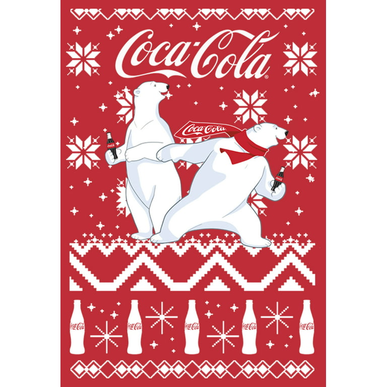 Coca Cola Men's Ugly Christmas Polar Bear T-Shirt Red