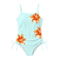 thumbnail image 4 of EliteGoogv One Piece Swimsuit For Girls Solid Color Contrast Trim Bathing Suit Summer Beach Pool Vacation Swimwear Mint Green, 4 of 6