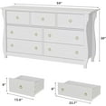 thumbnail image 2 of Boho Dresser with Rattan Accents - Natural Wood 6 or 7 Drawer Chest, Tall Freestanding Storage Organizer with Curved Legs for Bedroom, Living Room, Entryway, Balcony, 2 of 8