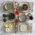 thumbnail image 2 of Gibson Elite Soho Lounge 16 Piece Square Stoneware Dinnerware Set, Tan and White, 2 of 7