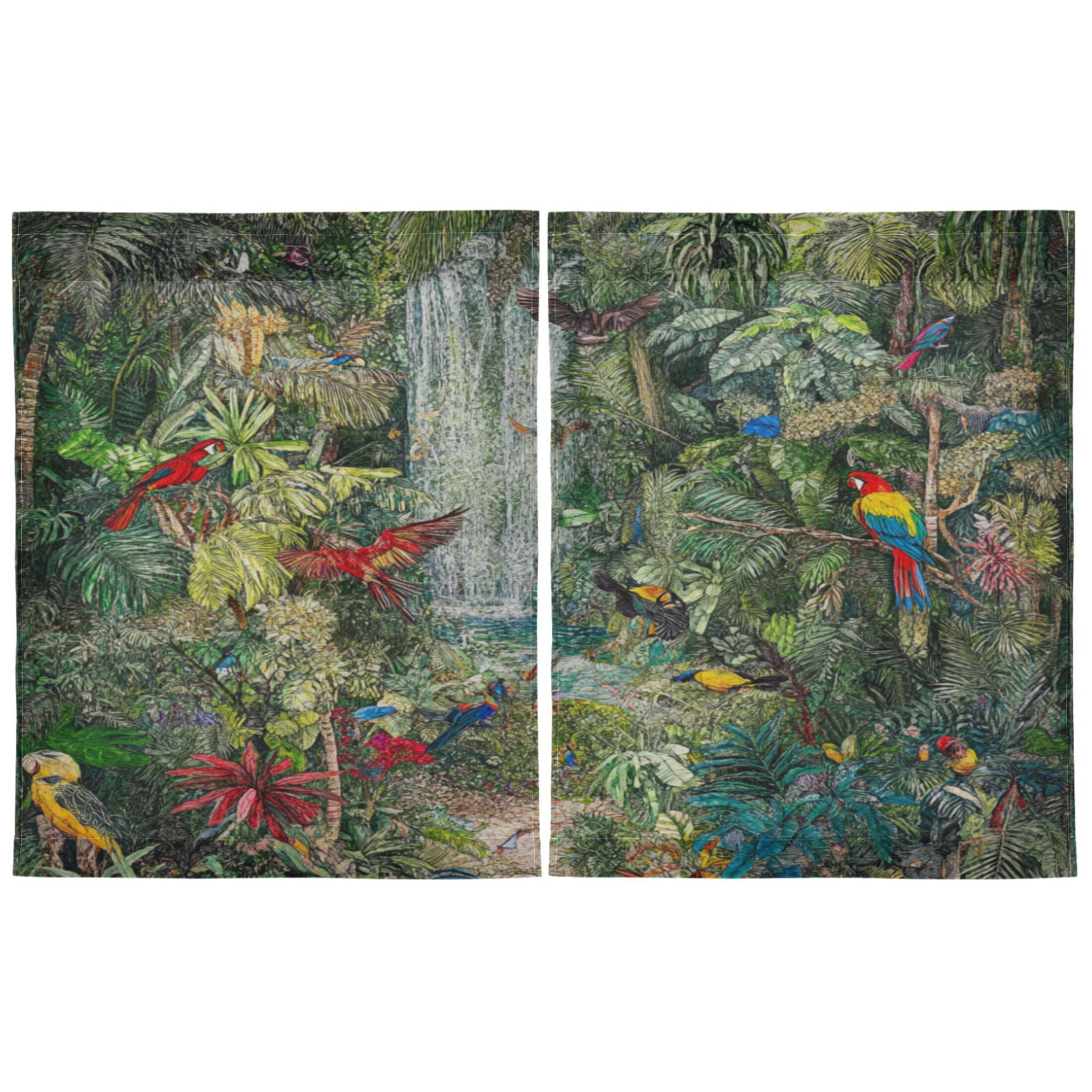 Oil Painting Forest 27"x36" Linen Look Cafe Curtain Set with Privacy and UV Protection