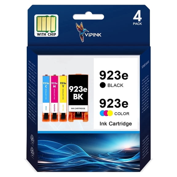 923 923XL 923e Ink Cartridge with-Chip (4-Pack) Compatible for HP 923 923e OfficeJet Pro 8130 8135e OfficeJet 8138e 8139e OfficeJet 8120 8122e OfficeJet 8124e 8125e Printer