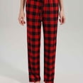 thumbnail image 5 of Pantalones de pijama para hombre de color rojo con bolsillos, pantalones de pijama para dormir de franela suave a cuadros para hombre, 5 of 5