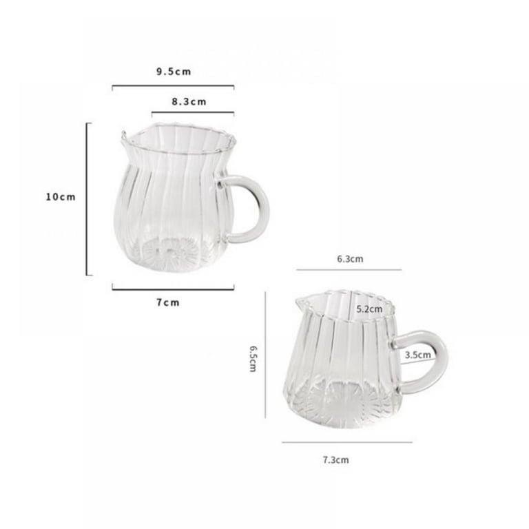 12 oz Pitcher Glass Tea Pitcher Small Glass Pitcher High Temperature  Resistant Clear Glass Tea Cup Chinese Kungfu Teaset 350ml Fair Cups with  Handle