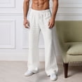 thumbnail image 2 of Mens Sweatpants Baggy Solid Color Wide Leg Flare Pants Relaxed Fit Straight Leg Spring Fall Lightweight Resort Trousers White M, 2 of 5