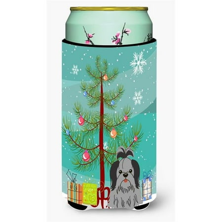 

Merry Christmas Tree Shih Tzu Black & Silver Tall Boy Beverage Insulator Hugger