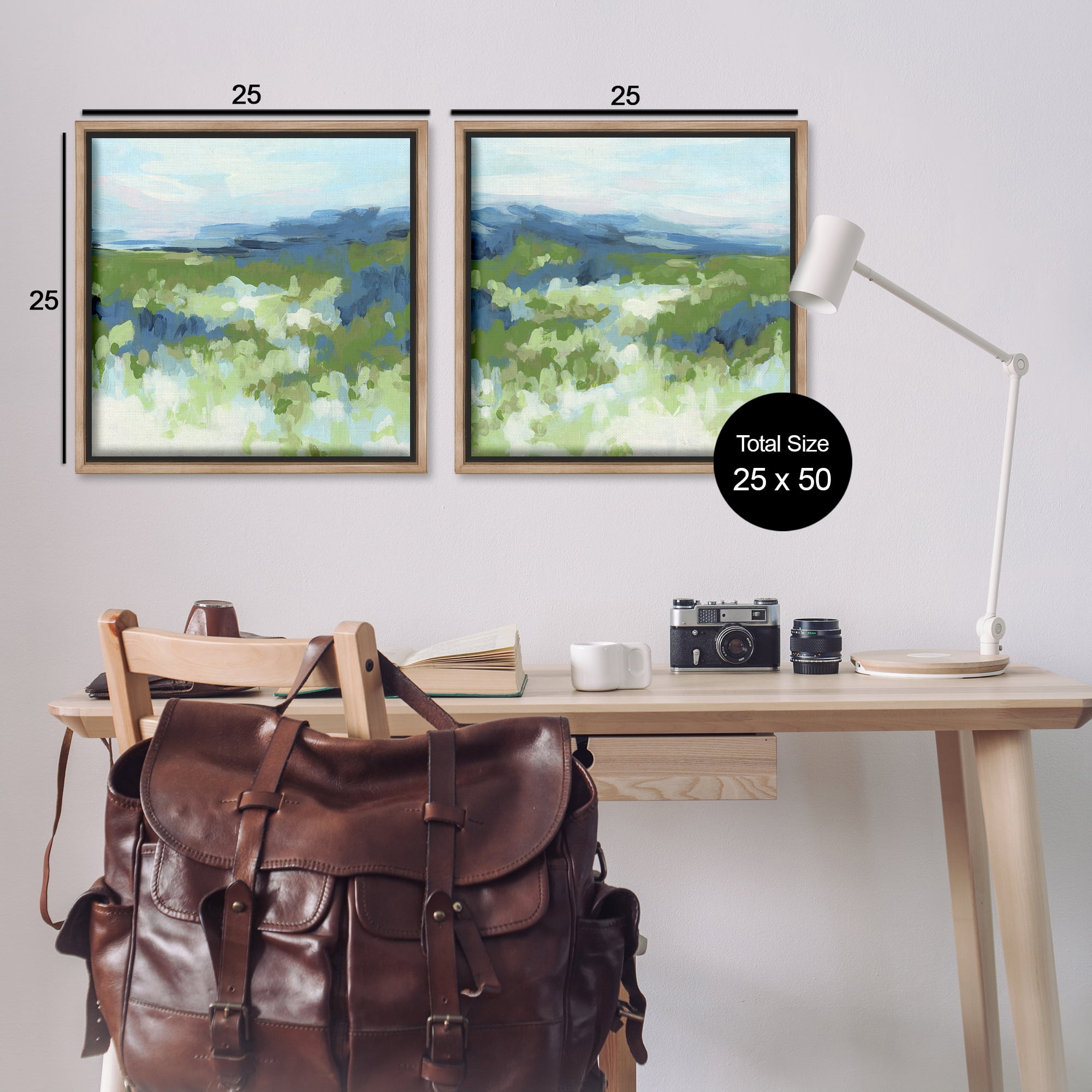 Stupell Industries Abstract Overgrown Field Landscape & Nature Painting Brown Floater Framed Canvas Art Print Wall Art, 25 x 25, Set of 2