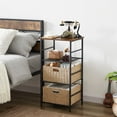 thumbnail image 2 of VECELO 4 Tier End Table with Mesh Shelves, Industrial Style Bedside Table with 2 Wicker Storage Baske for Living Room Bedroom Kitchen, Stable Metal Frame, Easy Assembly, Brown, 2 of 10