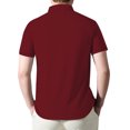 thumbnail image 4 of USNSM Men's Quarter Zip Shirts Short Sleeve Casual Ribbed Knitted Golf Shirt Solid Color Summer Beach Slim Fit Tops Red L, 4 of 9