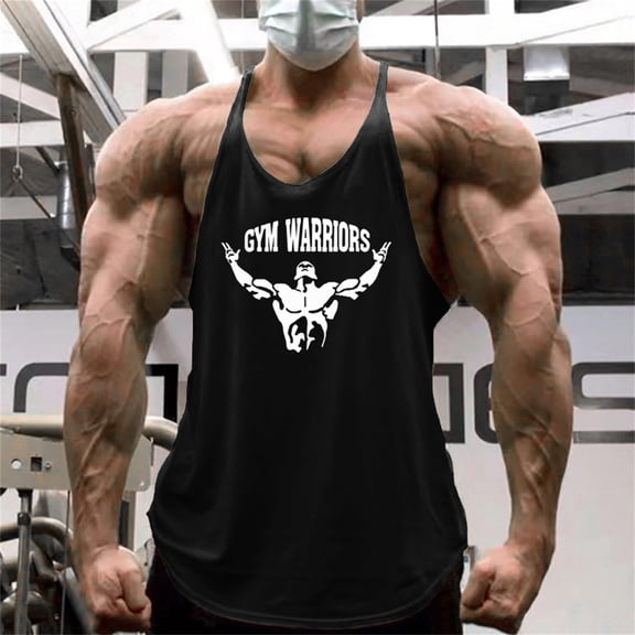 Mens Tank Top Muscle Summer Exercise Deep Thin Shoulder Strap Tees Casual Running Belt Training Breathable Vests Black L
