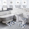 thumbnail image 5 of Blue Black Geometric Bath Mat 3 Piece Bathroom Rug Set, Modern Minimalist Stripes Aesthetic Non Slip Bath Rug Contour Mat and Toilet Lid Cover, Absorbent Shower Mats Soft Bath Rugs and Mats Sets, 5 of 8