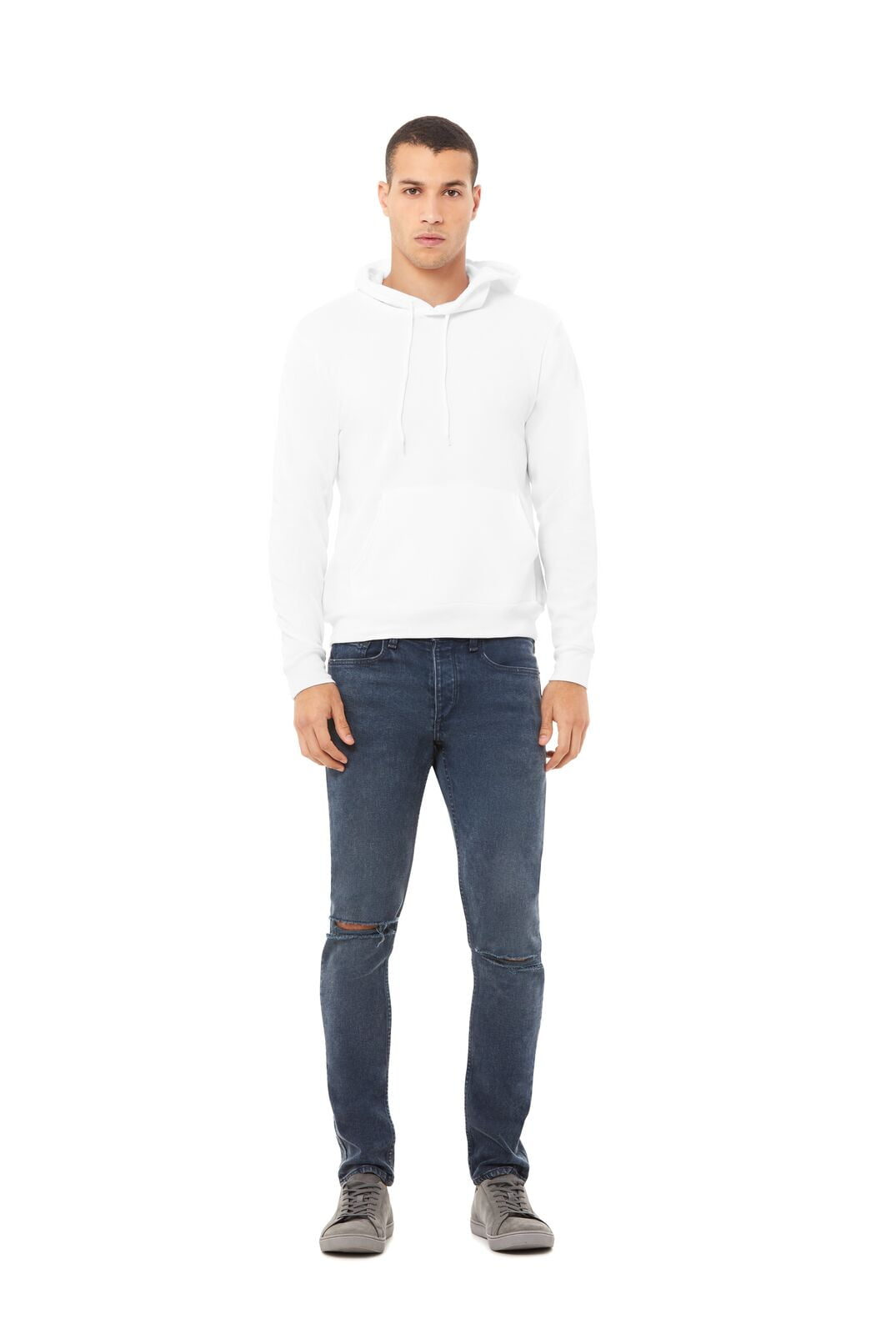 BELLA+CANVAS Adult Unisex Fleece Pullover Hoodie Sweatshirt – White X-Large Cotton Blend Hoodie for Crafting, Personalization, Tie Dye & Everyday Wear