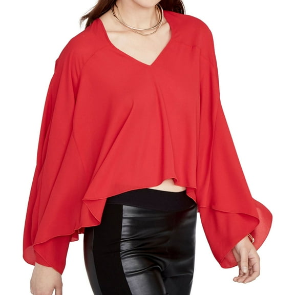 Rachel Roy Womens Drapey Knit Blouse, Red, Medium