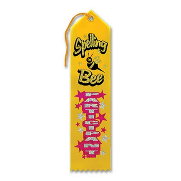 Beistle Pack of 6 Yellow "Spelling Bee Participant Award" School Award Ribbon Bookmarks 8"
