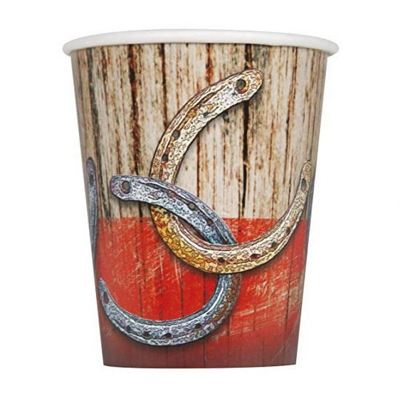 Unique Western Hoedown 9 oz Cups, Set of 8, Multicolor Solid Print