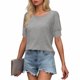 thumbnail image 4 of Ounisa Womens 2025 Summer Sweater Top Short Sleeve Blouses Dressy Casual Shirts Business Tops Cute Vacation Tunic, 4 of 7
