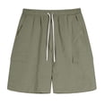 thumbnail image 3 of Angala Boys Shorts Solid Elastic Waist Cargo Shorts Summer Lightweight Relaxed Fit Dailywear Boys Shorts Size 5-6 Years Green, 3 of 9