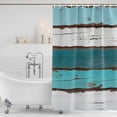 thumbnail image 2 of Polyester Fabric Turquoise Teal Shower Curtain, Farmhouse Retro Ombre Wooden Grain Waterproof Bathtub Curtain Bathroom Decor Set with Hooks 72 x 96 Inches, 2 of 6