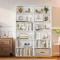 thumbnail image 4 of oneinmil Bookshelf 6-Tier Set of 2 Open Bookcase and Bookshelves Wooden Floor Standing Display Wide Storage Shelves Rack 71" Tall for Home Offices, Living Rooms, and Bedrooms, White, 4 of 6