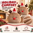 thumbnail image 5 of Plush Christmas Reindeer Throw Pillow with Santa Hat and Red Nose 15.74 inch Soft Cushion for Holiday Sofa Bedroom Winter Home Decor, 5 of 7