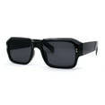 thumbnail image 1 of Hipster Gentlemens Beveled Rectangle Fashion Plastic Sunglasses All Black, 1 of 4
