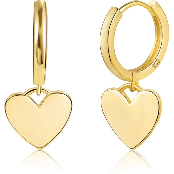 925 Sterling Silver Heart Dangle Earrings for Women Silver Dangle Leverback Earrings Hypoallergenic Love Heart Dangle Drop Earrings for Jewelry Gifts