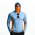 thumbnail image 2 of Inglocry Men's Sun Protection Hoodie with Mask UPF 50+ UV Quick Dry Long Sleeve Shirt Men Rash Guard Performance Fishing Hiking Shirt Sky Blue XL, 2 of 5
