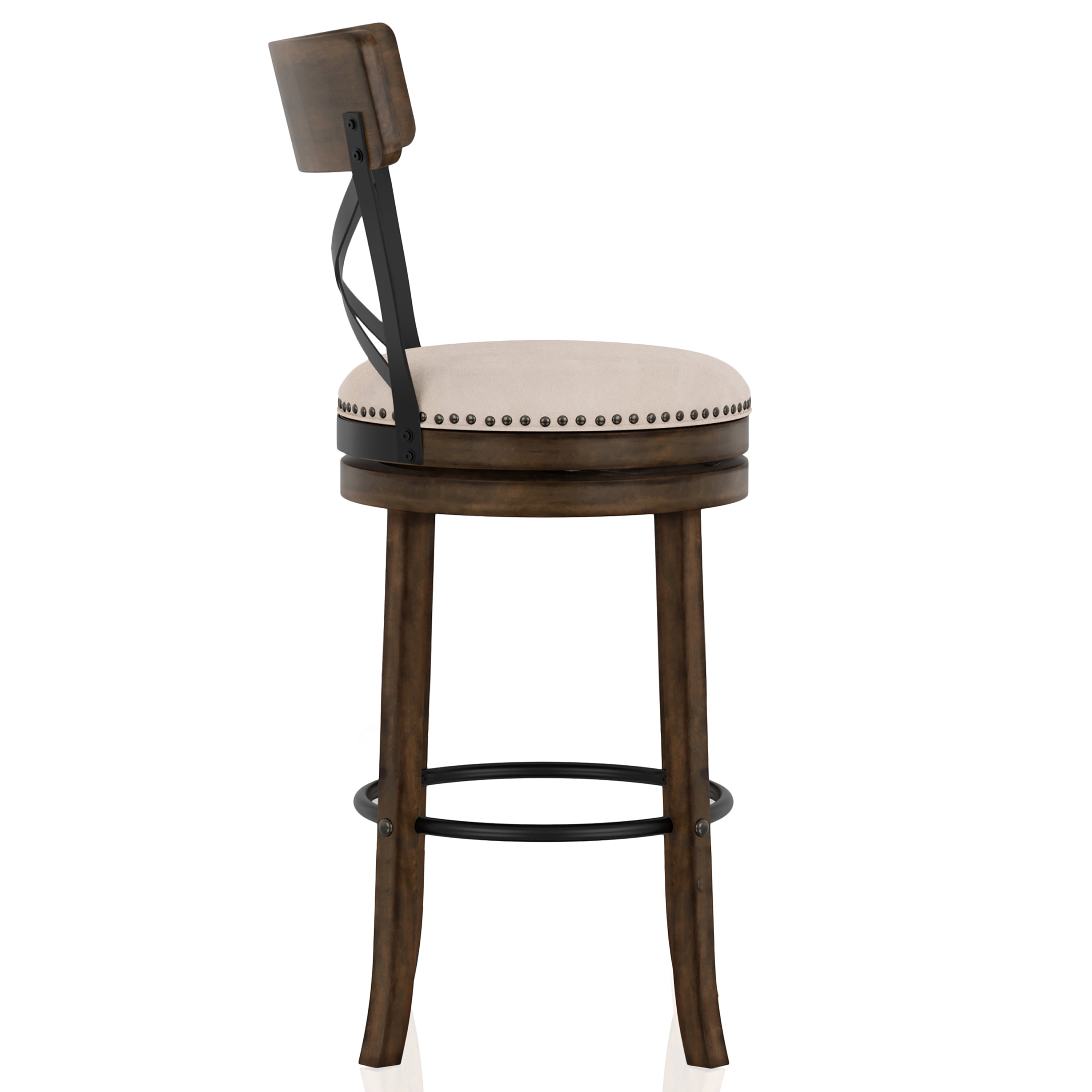 Furniture of America Zaren Wood Swivel Barstool-Set of 2, Oak, 29-in