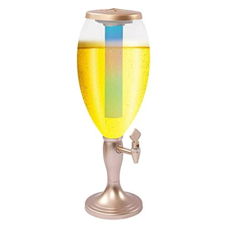 

OUKANING 5L/5.3Qt Beer Tower Beverage Dispenser Cold Beer Drink Juice with LED Colorful Shinning Lights and Ice Tube
