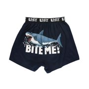 LazyOne Funny Animal Boxers, Novelty Boxer Shorts, Humorous Underwear, Gag Gifts for Men, Ocean, Shark (Bite Me!, LARGE)