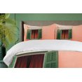 thumbnail image 4 of Ambesonne Rustic Duvet Cover Sets, Old Retro House Shutters, 2-Queen, Orange Green White, 4 of 7