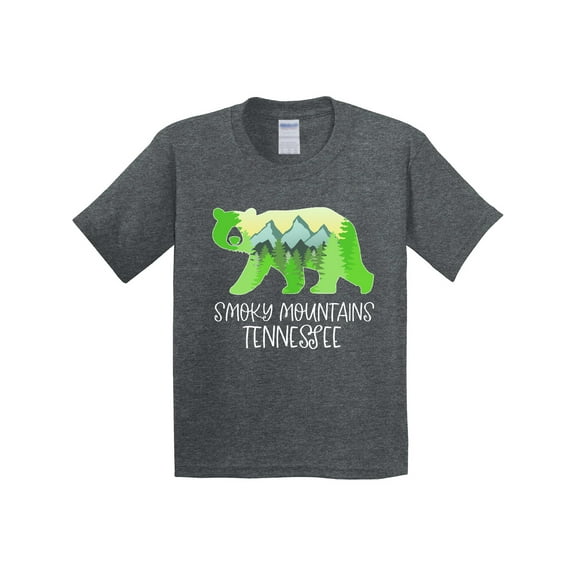 Inktastic Smoky Mountains, Tennessee Mountains and Bear Shape Youth T-Shirt