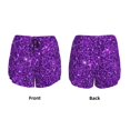 thumbnail image 6 of Sigee Purple Glitter for Women's Athletic Shorts High Waisted Running Shorts Pocket Sporty Short Gym Elastic Workout ShortsLarge, 6 of 9
