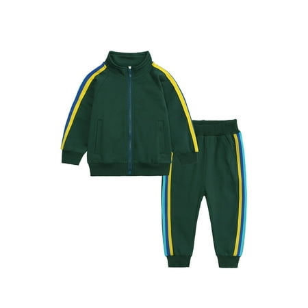 

Kids Tracksuit Classic Striped Zip Up Sweatshirt Pants Set 2 Pieces Sweatsuit Jacket Sports Set