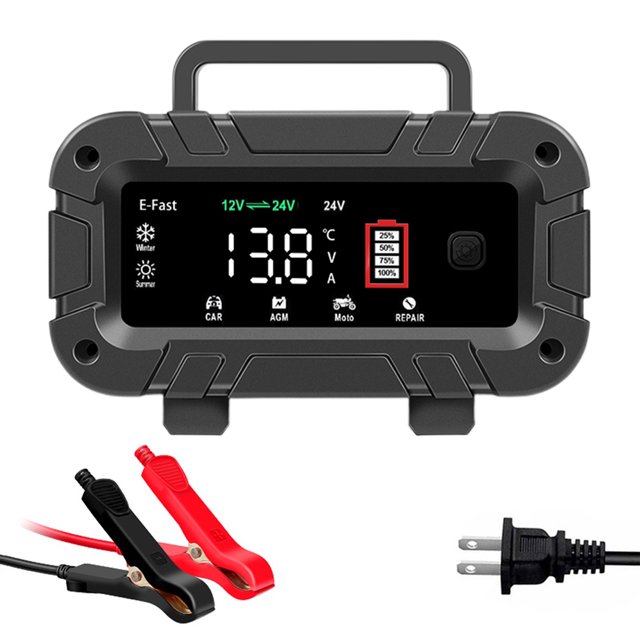 Cargador de batería de coche 12V 10A 7 segmentos inteligente 24V 5A para camión SUV (EE. UU.) Tmvgtek Accesorios para autos y motos