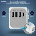 thumbnail image 2 of SHARP Universal Travel Adapter International Wall Charger Worldwide AC Plug Adaptor with 3 USB-A and 1 USB Type-C for USA EU UK AUS (White), 2 of 9
