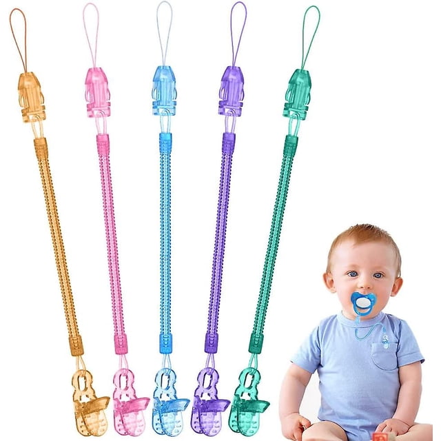 Clip para chupete, 5 uds. Clip para chupete con clip, diseño de resorte para chupete de bebé, estirable para regalo de Baby Shower Rojo Verde Cocina, Decoración y Otros
